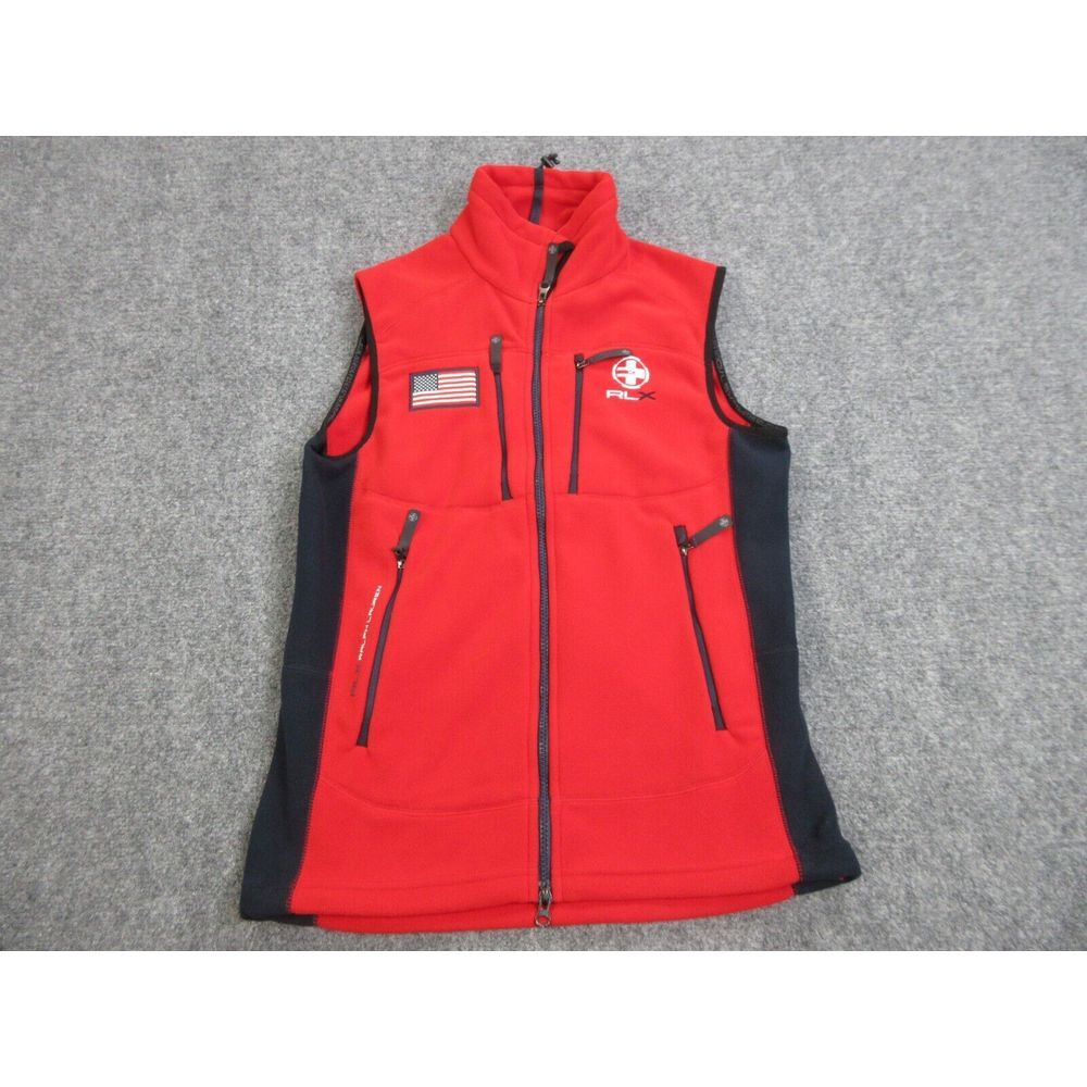 Ralph Lauren RLX Vest Mens‎ Small Red Utility Outdoors Ski Snow Winter Fleece